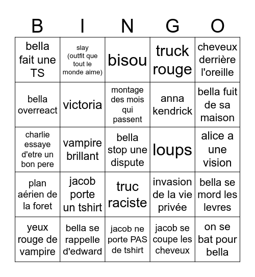 Twilight II - Tentation Bingo Card