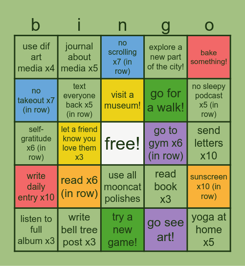 ~ wellness bingo ~ Bingo Card