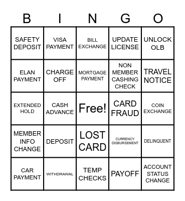 TELLER BINGO Card