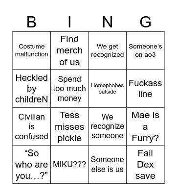 CON 2025 Bingo Card