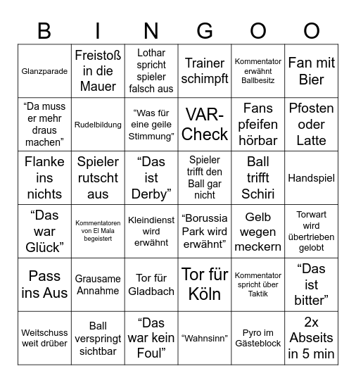 Gladbach-Köln Bingo Card