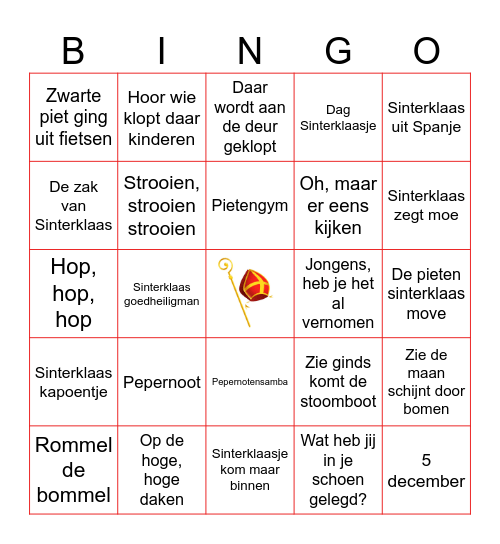 Sinterklaasbingo Card
