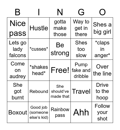 Dad Basketball Bingo Card
