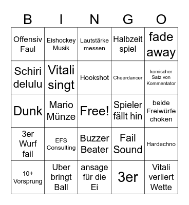 Basketball Bingo Card