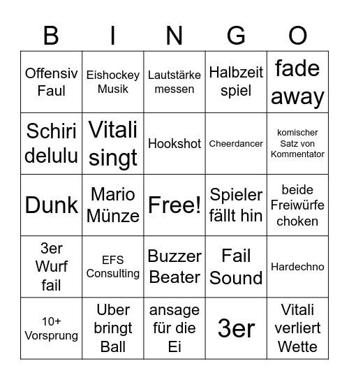 Basketball Bingo Card