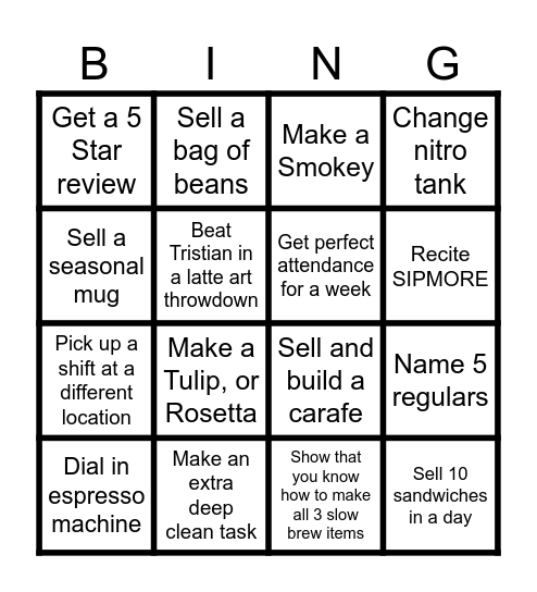 Altamonte Barista "Bean"go Bingo Card