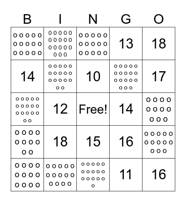 Number Identification Bingo Card