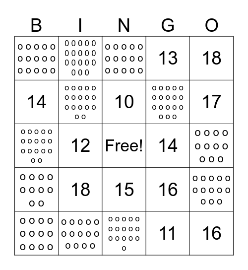 Number Identification Bingo Card