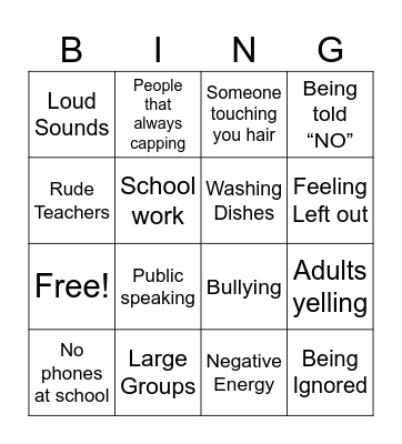 Triggers Bingo Card