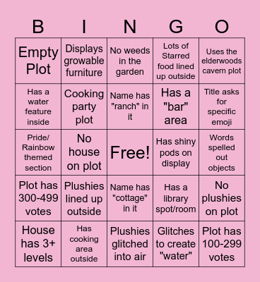 Palia Plot Tour Bingo with Lady_SarahSapphire Bingo Card