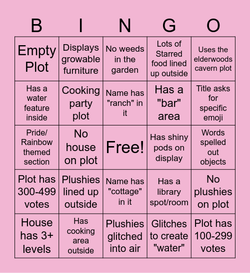 Palia Plot Tour Bingo with Lady_SarahSapphire Bingo Card