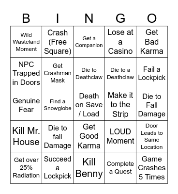 FALLOUT nv BINGO Card