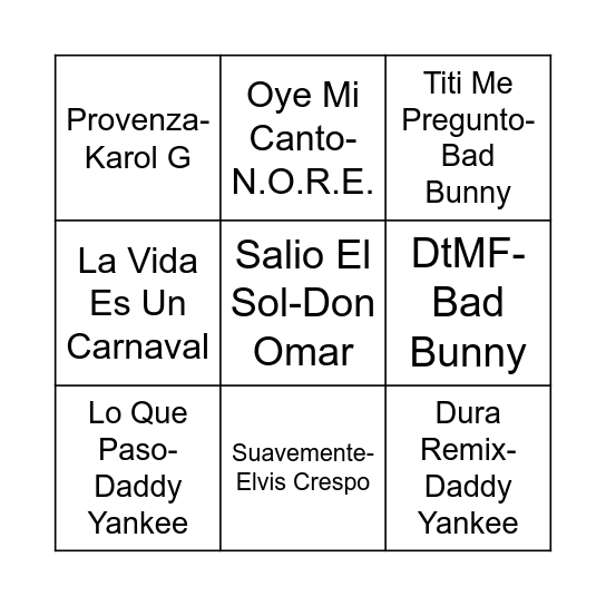 Paint&Vibe - Spanish Bingo Card
