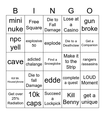 FALLOUT NV BINGO Card
