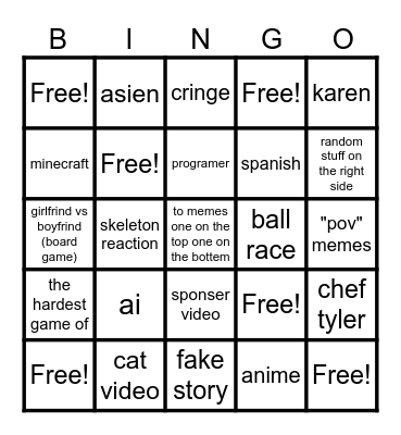 BINGO CARD Bingo Card