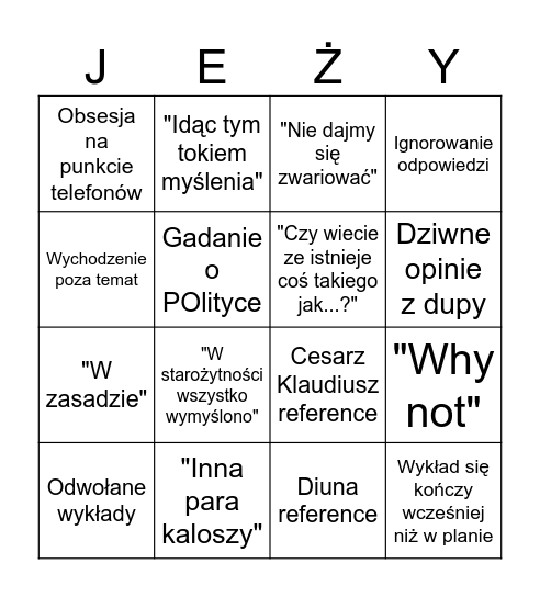Bingo Jerzego Ciecia Bingo Card