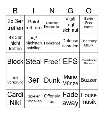 Basketball Bingo Card