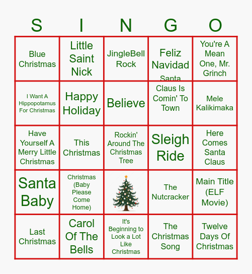 Merry Mixer Bingo Card