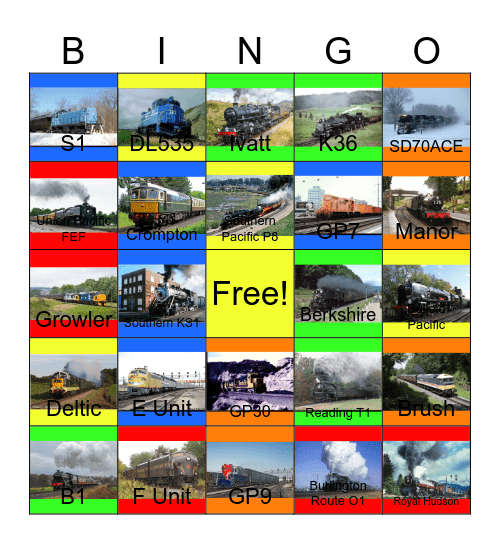 Railroads I would like to work after I'm done working at Hy-Vee and the Rock Island Arsenal Commissary someday Bingo Card