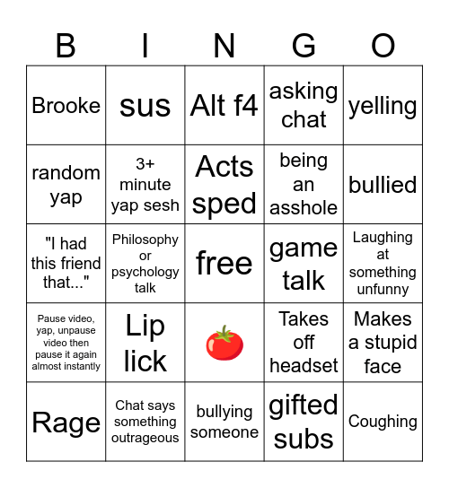 joe bart bingo Card