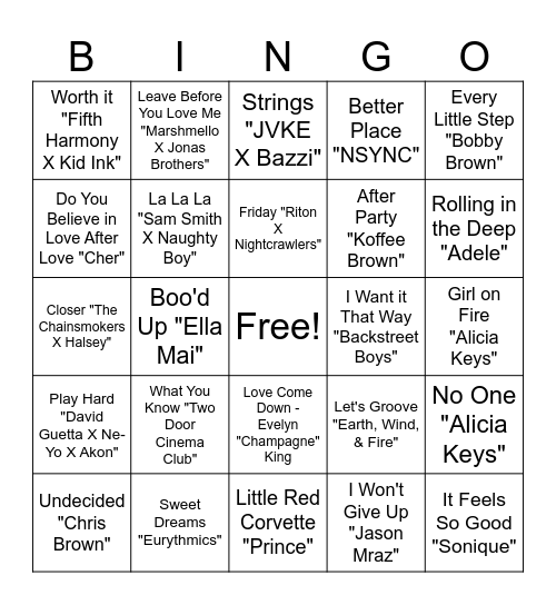 SONG BINGO Card