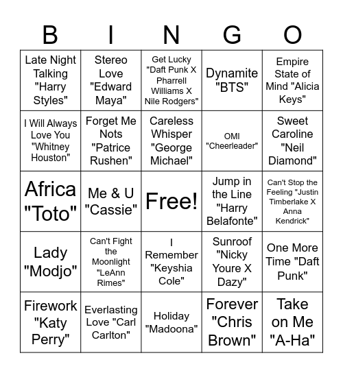 SONG BINGO Card