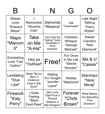 SONG BINGO Card