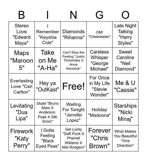 SONG BINGO Card