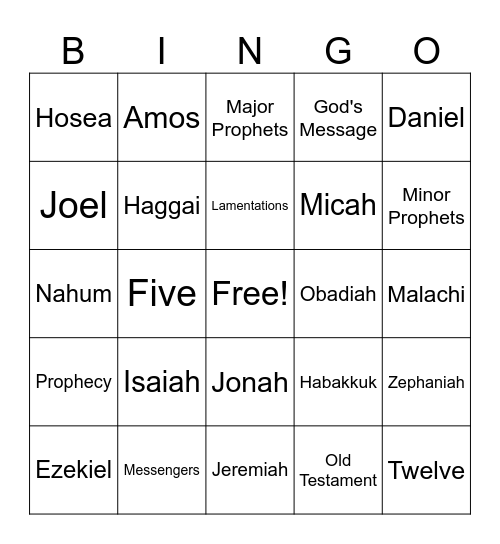 Major and Minor Prophets Bingo Card