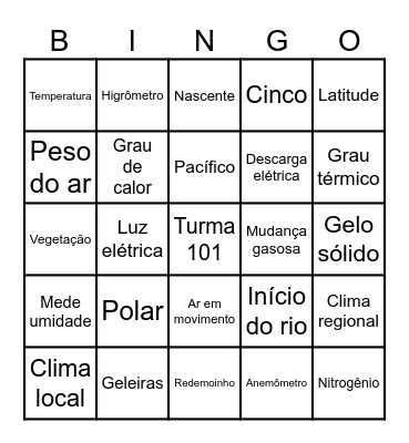 Bingo da geografia Bingo Card