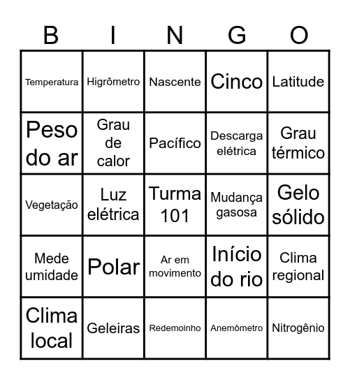 Bingo da geografia Bingo Card