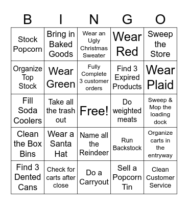 Holiday Bingo Card