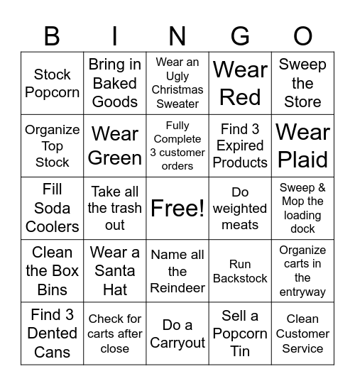 Holiday Bingo Card
