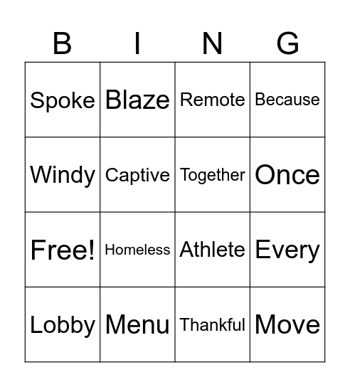 Trick Words / Phonetic Words Bingo Card
