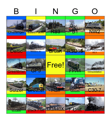 Railroads I would like to volunteer with PWP someday Bingo Card