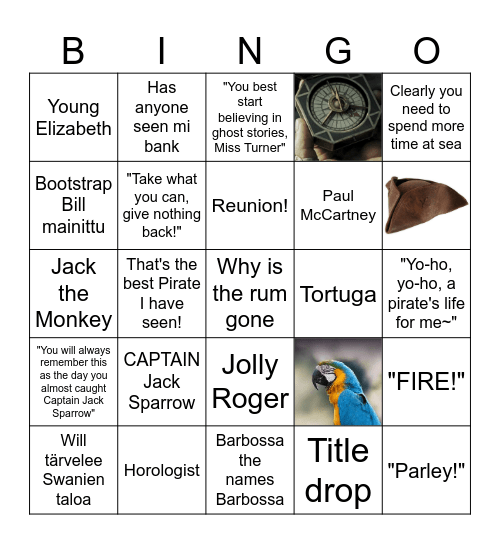 Pirates of the Caribbean: Curse of the Black Pearl Bingo Card