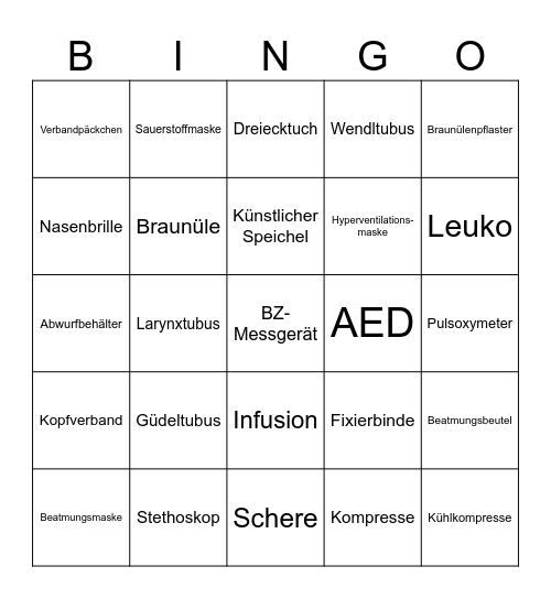 Sanrucksack Bingo Card