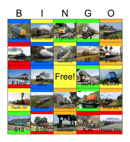 Railroads that I would like to visit with Carmen and Ashley someday Bingo Card