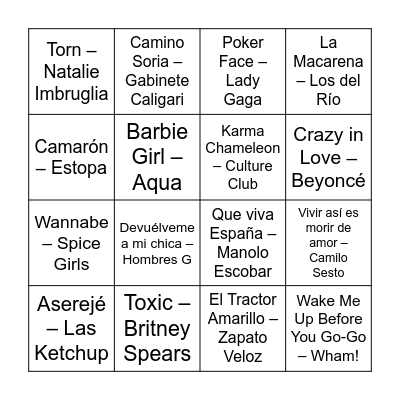 - BINGO MUSICAL - Bingo Card