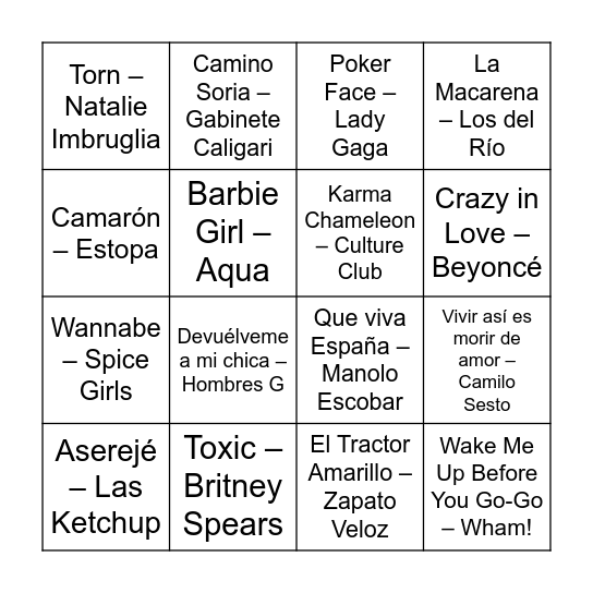 - BINGO MUSICAL - Bingo Card