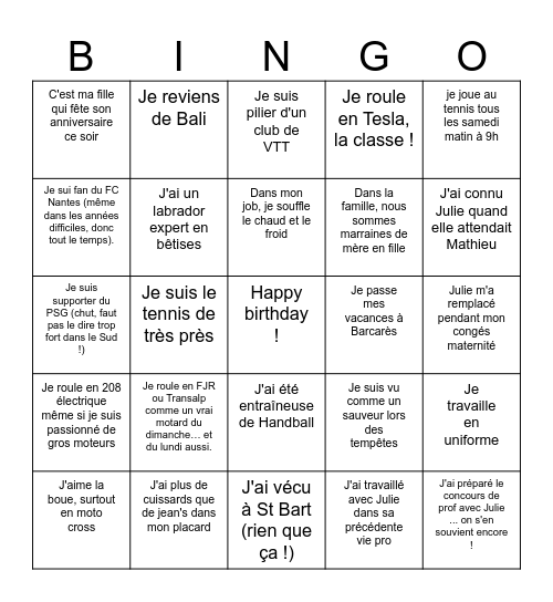 Le Bingo des Invités Bingo Card