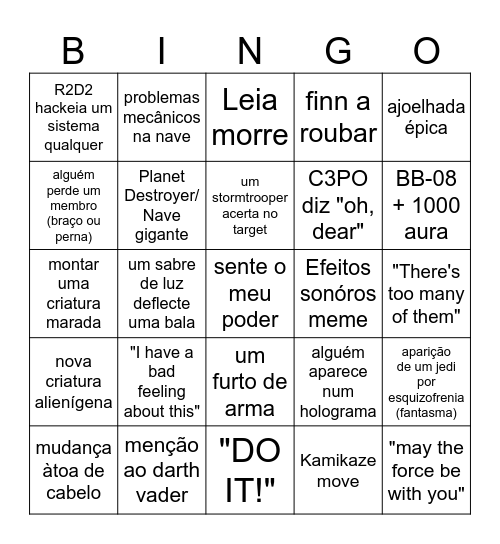 Star Wars Bingo Card