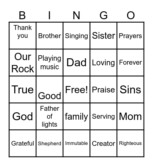 Thanksgiving Bingo Card