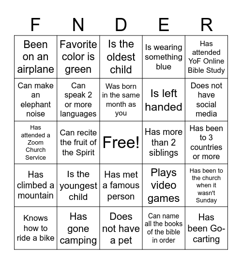 Find Someone Who Bingo Card