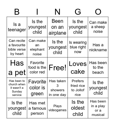 Youth Group Bingo! Bingo Card