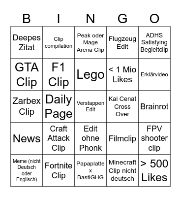 Insta Bingo Card