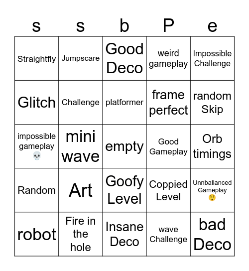 GD Bingo Card