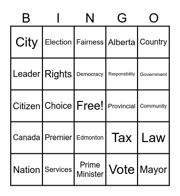 Democracy BINGO Card