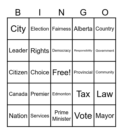 Democracy BINGO Card