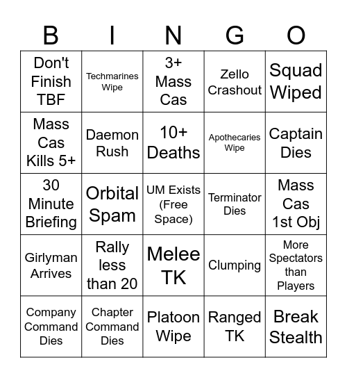 UM Bigo Bingo Card